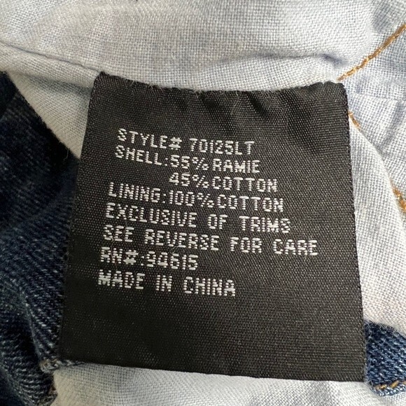 Vintage Lighthouse Jean Jacket Leather Lace up on arms sides pockets and neck. - Picture 13 of 16